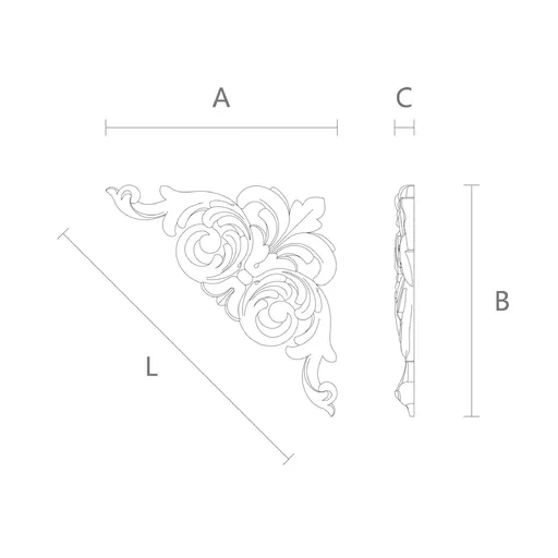 N-009 decorative Symmetrical Wood Corner Applique